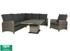 Qopps Aruba Lounge Dining Set Met Sandigo Vario Tafel 140 DH Lichtgrijs