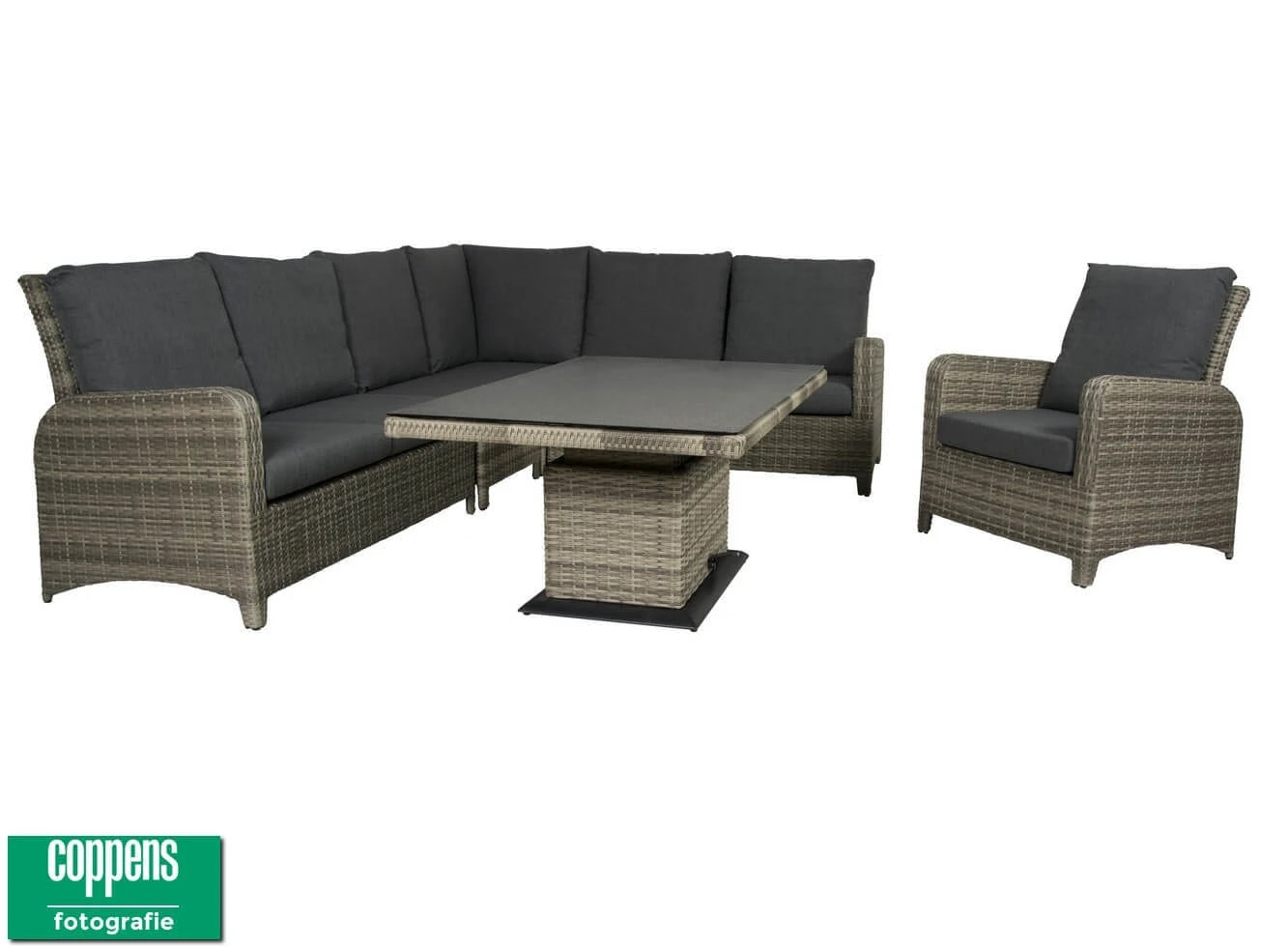 Qopps Aruba Lounge Dining Set Met Sandigo Vario Tafel 140 DH Lichtgrijs 1 Qopps Aruba Lounge Dining Set Met Sandigo Vario Tafel 140 DH Lichtgrijs