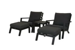 Qopps 2 Lounge Tuinstoel Atlanta Met Bijzettafel En 2 Voetenbanken Antraciet