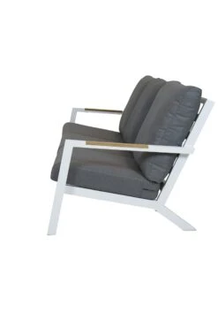 Qopps Ascon Loungebank 3-zits Frame Mat White Teak Arm -Tuinmeubelen & Barbecue Winkel 1660 3S TA W ascon 3zits wit 3