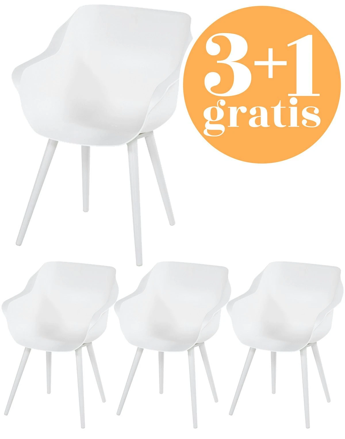 4 X Hartman Sophie Studio Dining Armstoel Wit 1 4 X Hartman Sophie Studio Dining Armstoel Wit