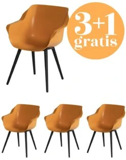 4 X Hartman Sophie Studio Dining Armstoel Zwart Orange India