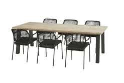 Taste By 4SO Derby Teak Tuintafel Met Barista Stapelbare Tuinstoel Antraciet