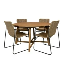 Alexander Teak Tuintafel 130 Rond Met Taste Plama Stapelbare Tuinstoel