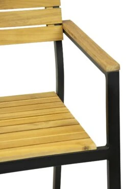 Milo Stapelbare Tuinstoel Met Teak En Zwart Frame -Tuinmeubelen & Barbecue Winkel DSC4451