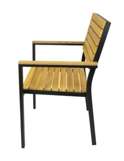 Milo Stapelbare Tuinstoel Met Teak En Zwart Frame -Tuinmeubelen & Barbecue Winkel DSC4457