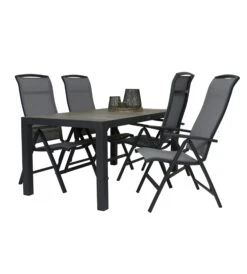 Qopps Levas Tuintafel 160 X 90 Mat Royal Grey Met Houston Verstelbare Tuinstoel -Tuinmeubelen & Barbecue Winkel Mento Tafel 160 X 90 mat royal grey 1672 TT160 RG met stoel houston verstelbaar 1270 fc alu 3