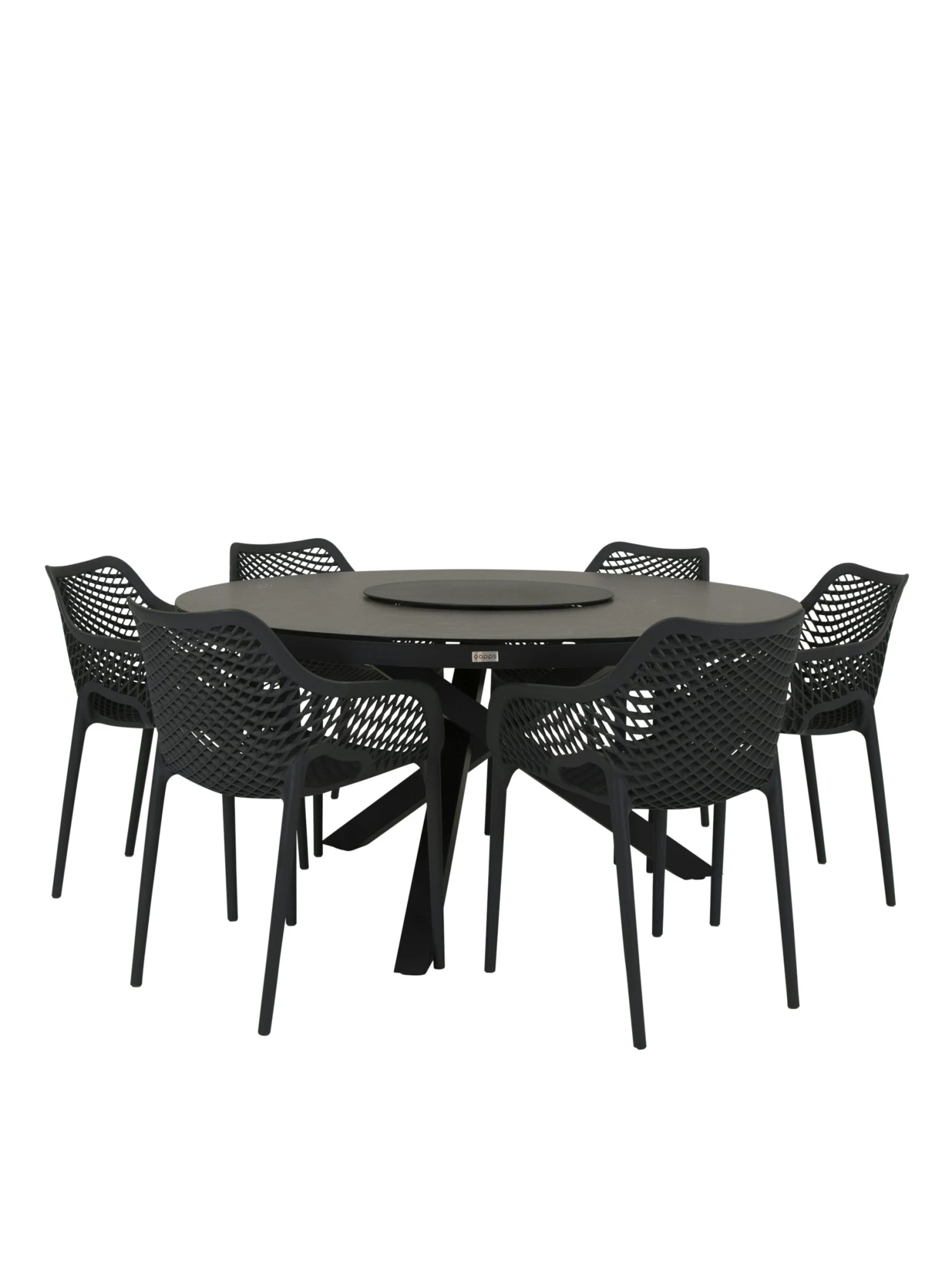 Qopps Perth Tafel 150 Rond Antraciet Met 6 Tuinstoelen Air XL 1 Qopps Perth Tafel 150 Rond Antraciet Met 6 Tuinstoelen Air XL