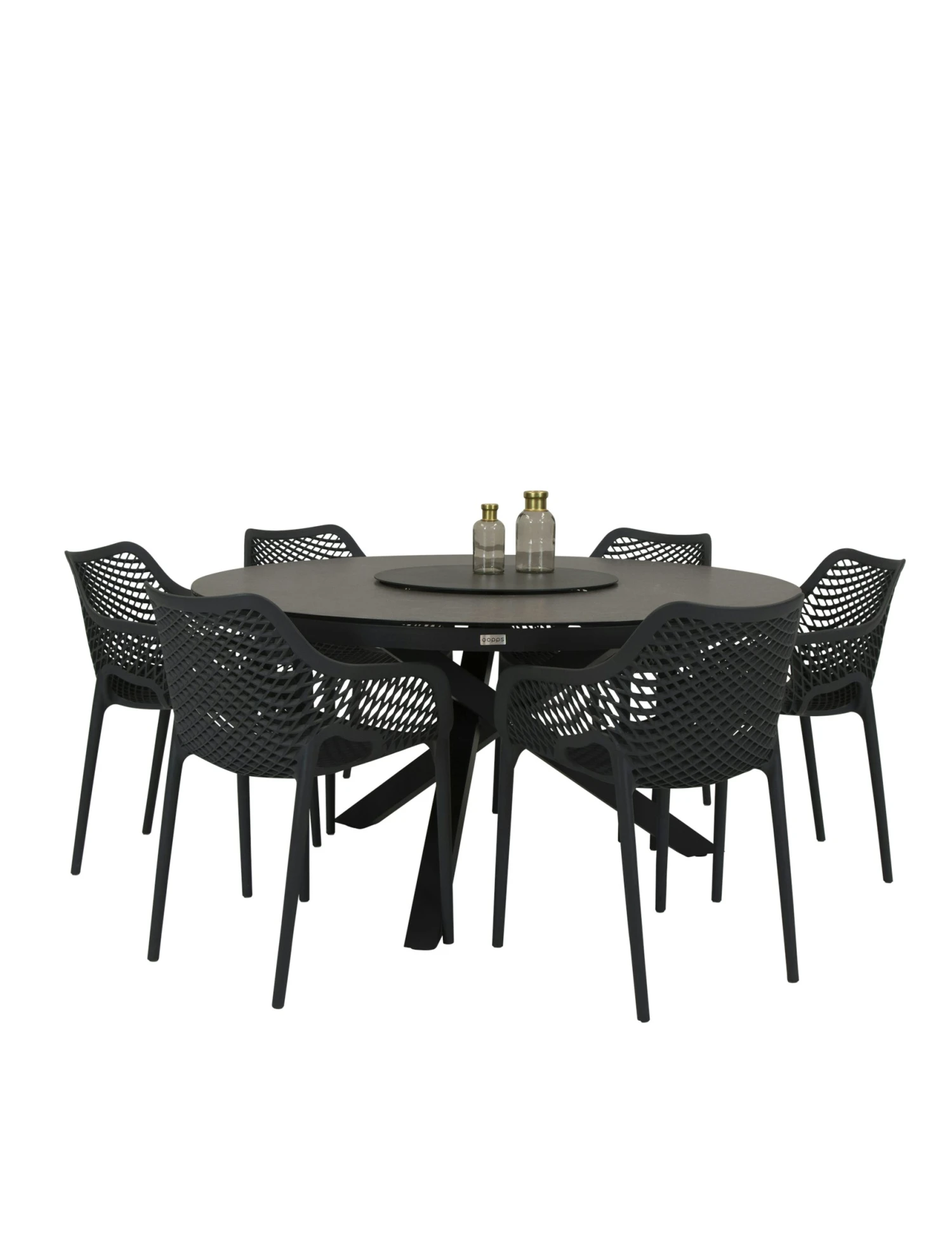 Qopps Perth Tafel 150 Rond Antraciet Met 6 Tuinstoelen Air XL 2 Qopps Perth Tafel 150 Rond Antraciet Met 6 Tuinstoelen Air XL - Afbeelding 2