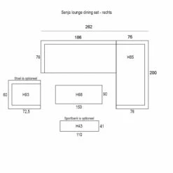 Sergio Lounge Diningset 3 Delig Links -Tuinmeubelen & Barbecue Winkel Sergio hoekset rechts afmetingen