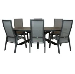 Qopps Lotta Tuintafel Met Palsa Gasveer Verstelbare Tuinstoel -Tuinmeubelen & Barbecue Winkel Tuintafel Lotta ovaal 240 x110 2207 tt240 rg met tuinstoel Palsa gasveer versterlbaar 1836 2C RG1