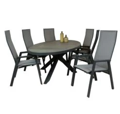 Qopps Lotta Tuintafel Met Palsa Gasveer Verstelbare Tuinstoel -Tuinmeubelen & Barbecue Winkel Tuintafel Lotta ovaal 240 x110 2207 tt240 rg met tuinstoel Palsa gasveer versterlbaar 1836 2C RG3