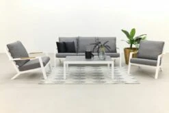 Qopps Ascon 3-zits Bank, 2 Loungestoelen Met Atlanta Koffietafel Wit