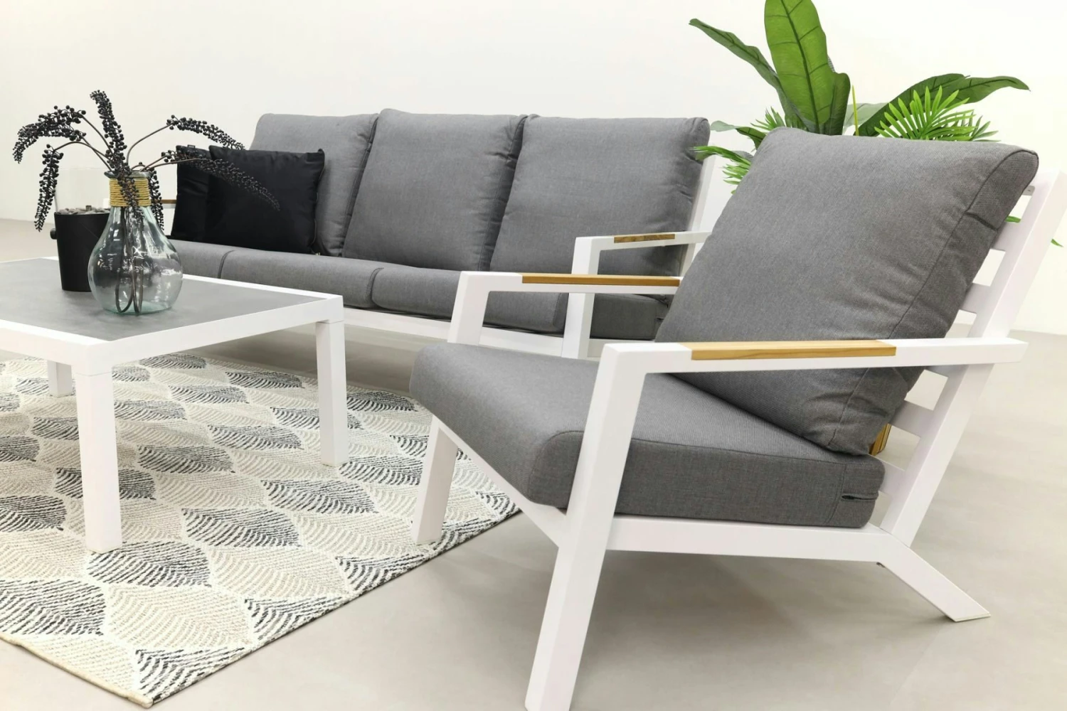 Qopps Ascon 3-zits Bank, 2 Loungestoelen Met Atlanta Koffietafel Wit 3 Qopps Ascon 3-zits Bank, 2 Loungestoelen Met Atlanta Koffietafel Wit - Afbeelding 3