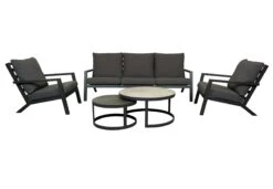 Qopps Atlanta Loungeset 3-zits 2 Loungestoelen Met Sprog Tafel Set