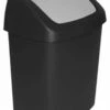Curver Swing Bin 15 Liter Zwart/lichtgrijs