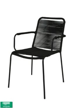 Denver Dining Tuinstoel Stapelbaar Rope Zwart