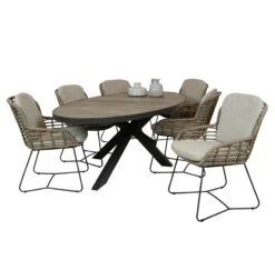 Qopps Kismo Tuintafel Met 4SO Lugano Dining Tuinstoel -Tuinmeubelen & Barbecue Winkel tuintafel Kismo Ovaal 240 x 110 2207 tt240 rg met tuinstoel Lugano dining 213922 2