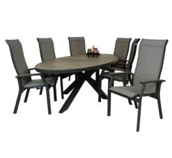 Qopps Kismo Tuintafel Met Livorno Gasveer Verstelbare Tuinstoel -Tuinmeubelen & Barbecue Winkel tuintafel Kismo Ovaal 240 x 110 2207 tt240 rg met tuinstoel livorno gasveer 1528 2c 2